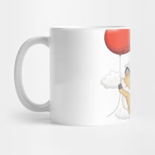 Cute animal. Cute Fox flying with balloons Mug